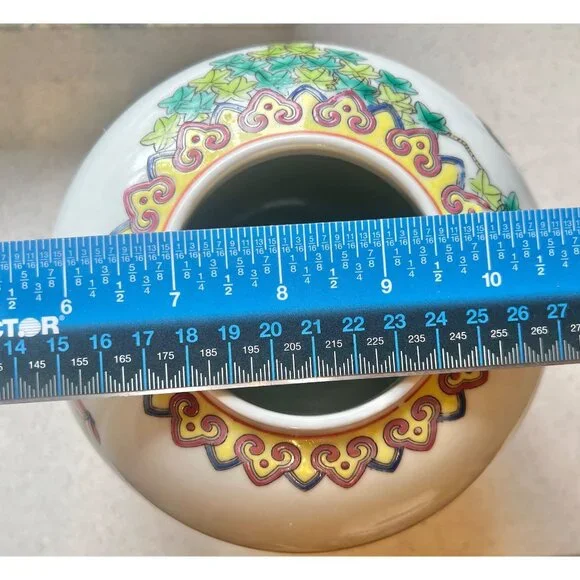 Antique Famille Hand-Painted Chinese Porcelain Vase 7" with Mark White Pink Gree - Picture 11 of 16